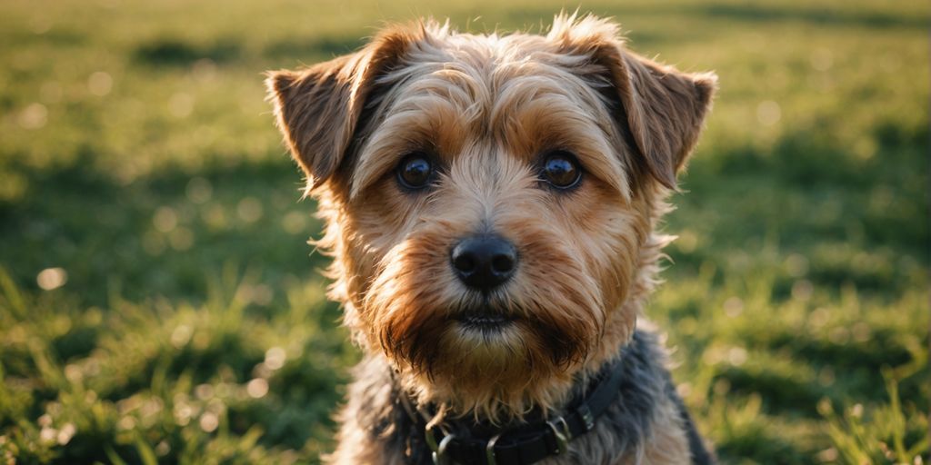 Norfolk-Terrier mit glänzenden Augen und gesundem Fell